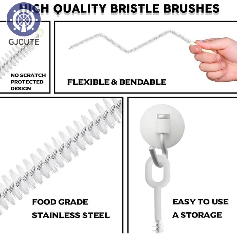 4 Pack Straw Cleaning Brushes With Soft Durable Bristles Easy Grip Handles For Water Bottle Straws Baby Feeding