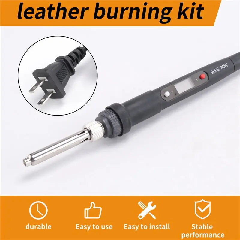 A21Q -Wood Burning Kit With Letters,DIY Wood/Leather Burning Set, Letter Soldering Iron Stencils Kit Tool US Plug