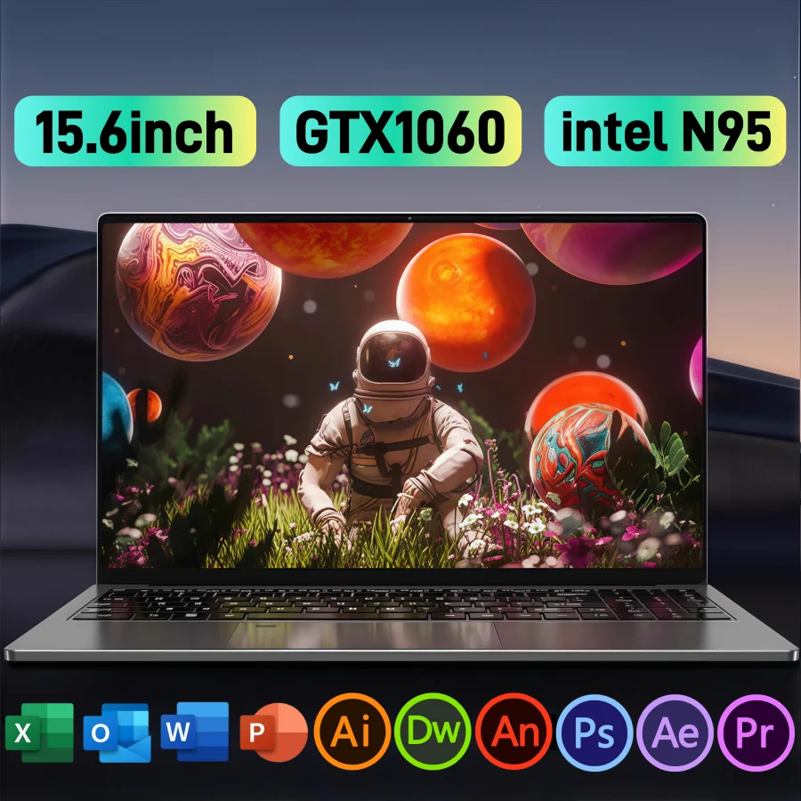15.6 "intel N95 GTX1060 laptop da gioco computer portatile notebook pc 32 GB DDR4 1 TB SSD Windows 11 laptop Gamer tastiera retroilluminata