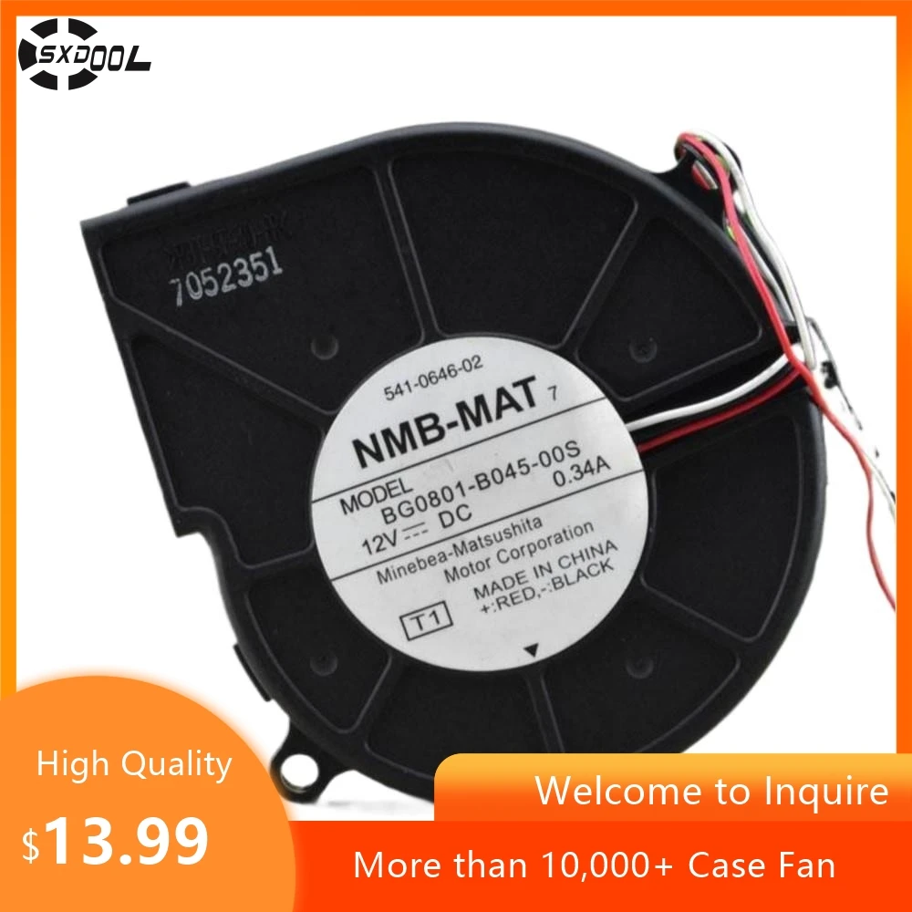 

Blower Fan For NMB BG0801-B045-00S 80x80x18mm 12V 0.34A Dual Ball Bearing Blower Fan for Servers, CPUs