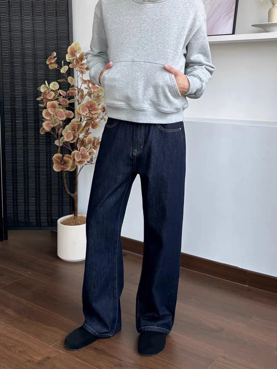 

High Waist Wide Leg Denim Jeans Women's Straight Cut Original Blue Casual High Waist Loose Fit Summer New Arrival Jeans