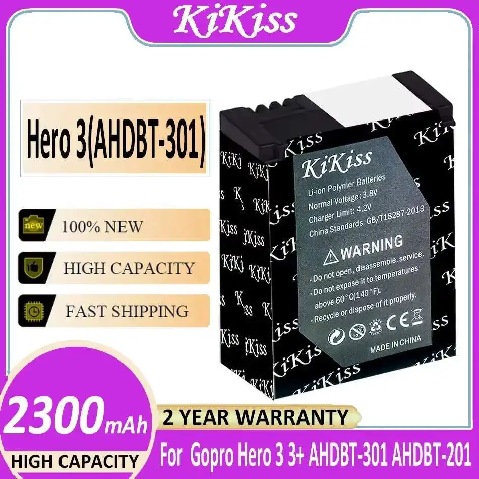 

Sports Camera Battery For Gopro Hero 3 3+ Action Ahdbt-301 2300Mah Fast Charging