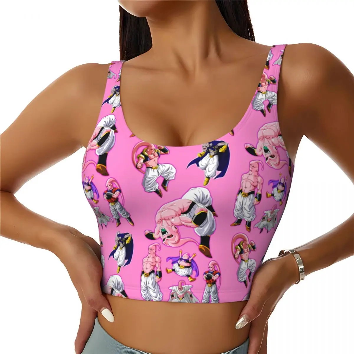 

Custom Majin Buu Manga Animes High Impact Sports Bras Women's Classic Seamless Workout Running Crop Tank Tops