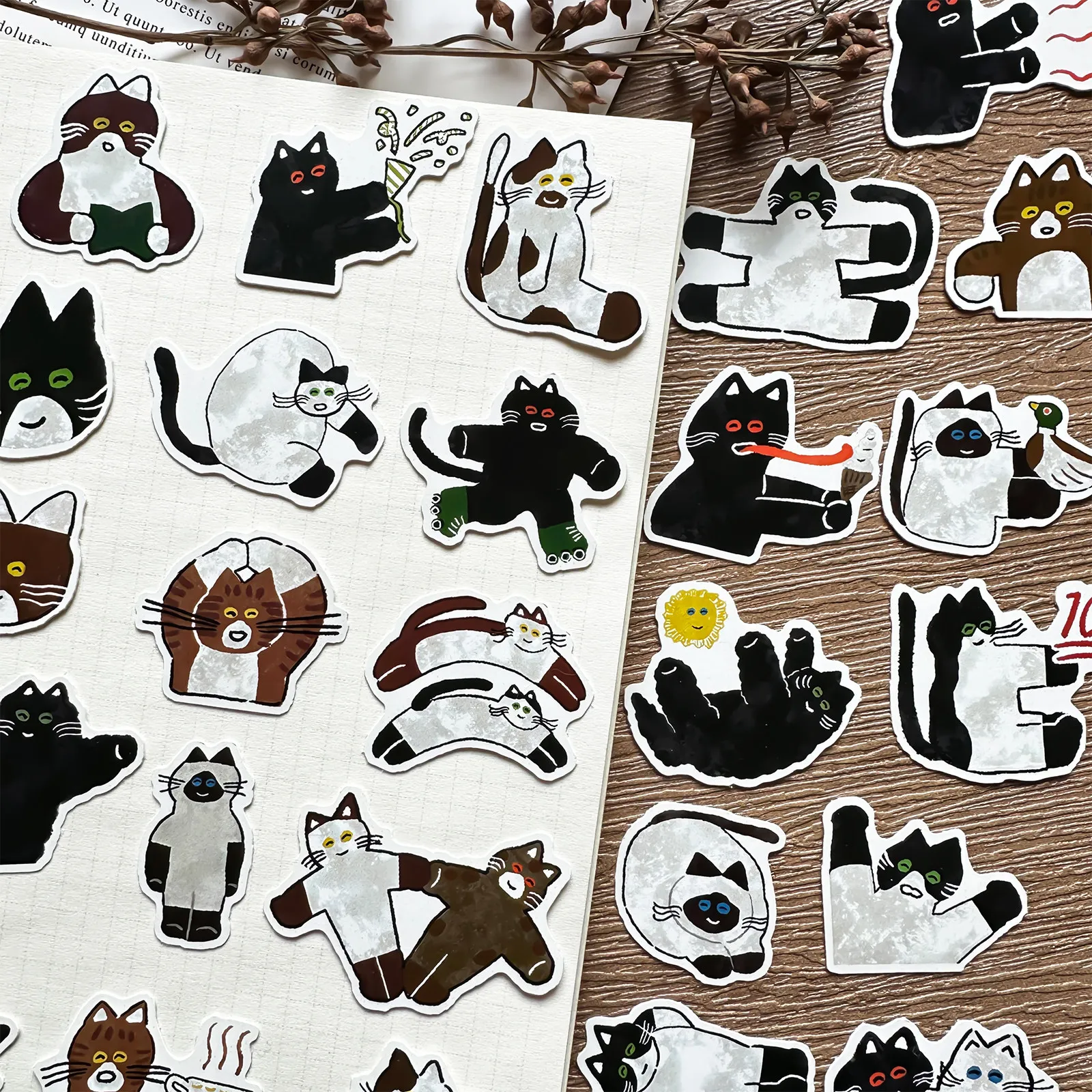 

Cute Funny Hand Drawn Cat Cartoon Animal Stickers Decorative for Journal Notebook Guka Phone Case Scrapbook