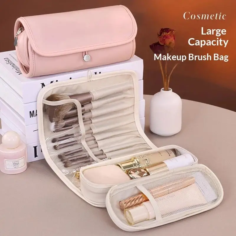 Große Multifunktionale Kosmetiktasche, Reise-Make-up-Pinsel-Tasche für Damen, Modische Tragbare Faltbare Beauty-Aufbewahrungstasche – Detail 1