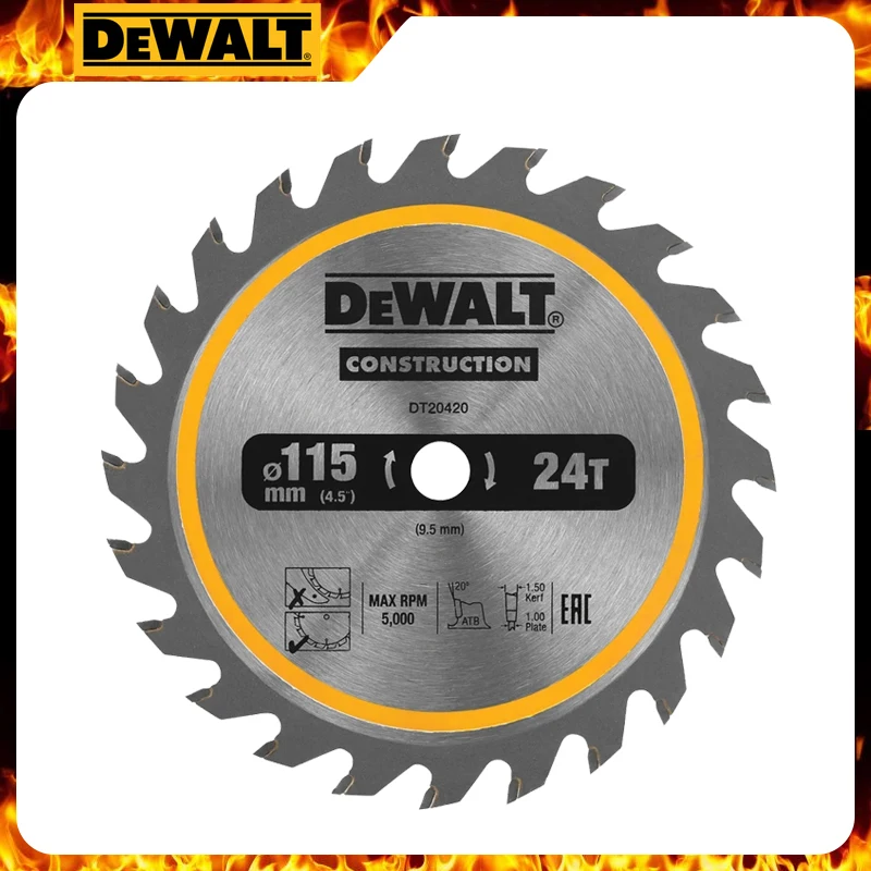 DEWALT DT20420 Circ Saw Blade Cordless Framing 115mmx9.5mm 24T Carpentry Professional Sharp Cutting Power Tool Accessories