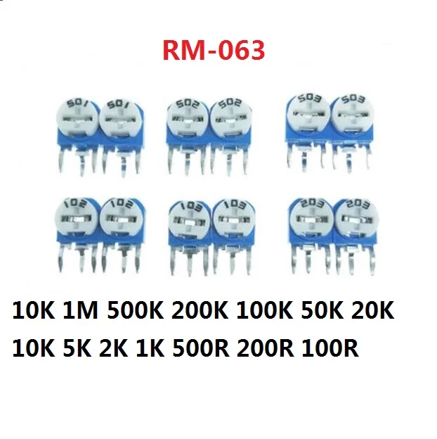 

20pcs RM063 Adjusted Resistance Potentiome Variable Resistor RM-063 10K 1M 500K 200K 100K 50K 20K 10K 5K 2K 1K 500R 200R 100R