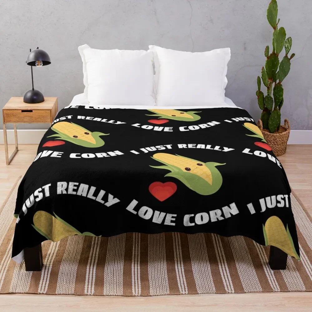 

Corn On The Cob, I Just Really Love Corn Throw Blanket Soft Plush Plaid Picnic cosplay anime Blankets