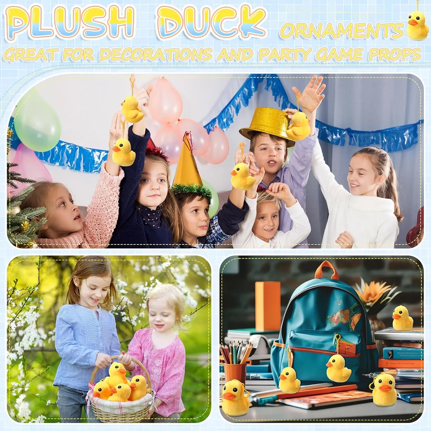 12/24PCS Gefüllte Ente Plüsch Gelb Stofftier 4 Zoll Plüsch Stofftier Kleine Ente für Jungen und Mädchen Zimmer Sofa Geburtstag – Detail 5