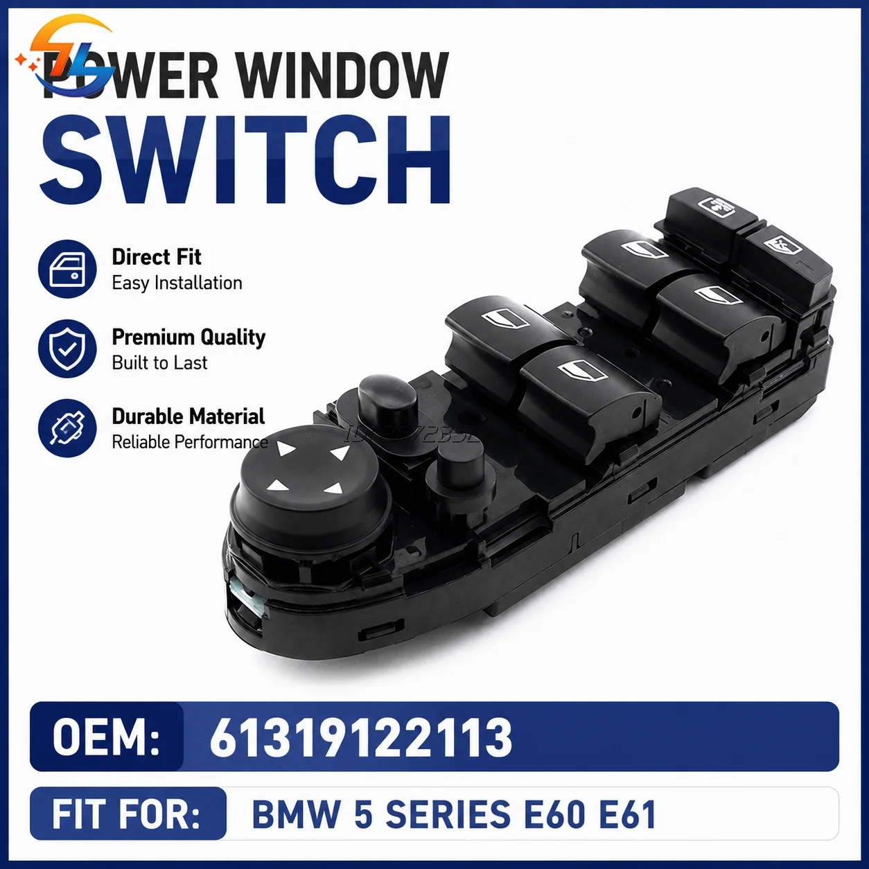 Pour BMW 5 E60 E61 520i 523i 525d 525i 528i 530i 540i 550i (2003-2010), bouton de commande de lève-vitre électrique OEM:61319122113