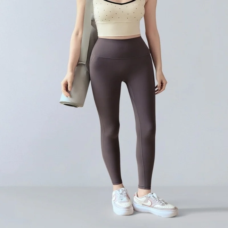 

Голые штаны для йоги для мужчин и женщин, осенние брюки с завышенной талией, подтягивающие бедра, облегающие, верхняя одежда, тренировки по бегу, спортивные брюки,