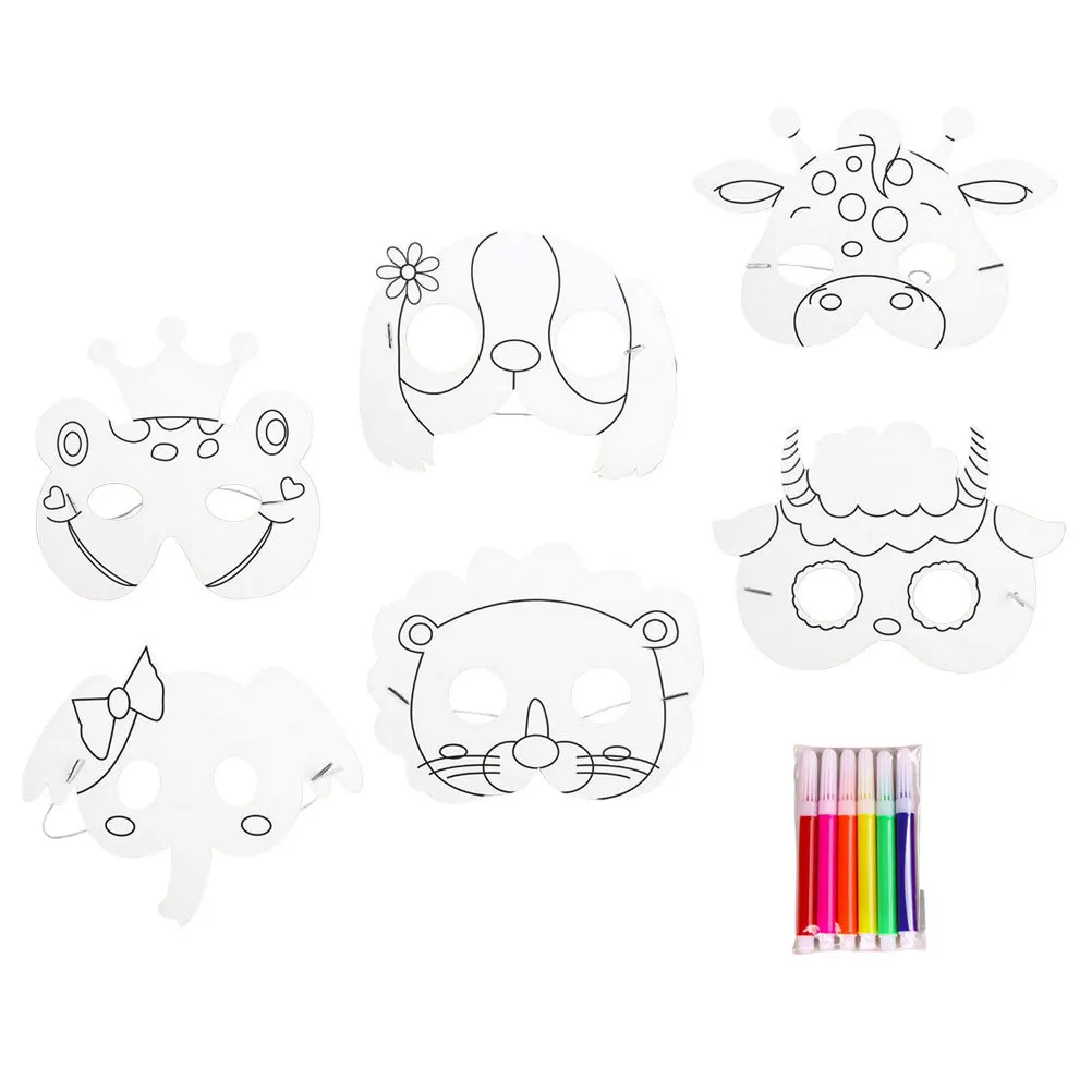 

1Set Unfinished Paper Animal Masks DIY Face Mask for Kids Birthday Party Favors Crafts Blank Masks for Decorating