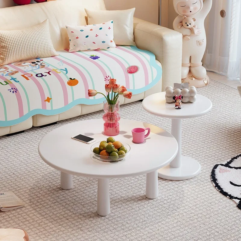 طاولة جانبية حديثة من كريمة الدوبامين - طاولة قهوة متحركة فاخرة لغرفة المعيشة والأريكة والشرفة وطاولة القهوة ذات التصميم الأنيق