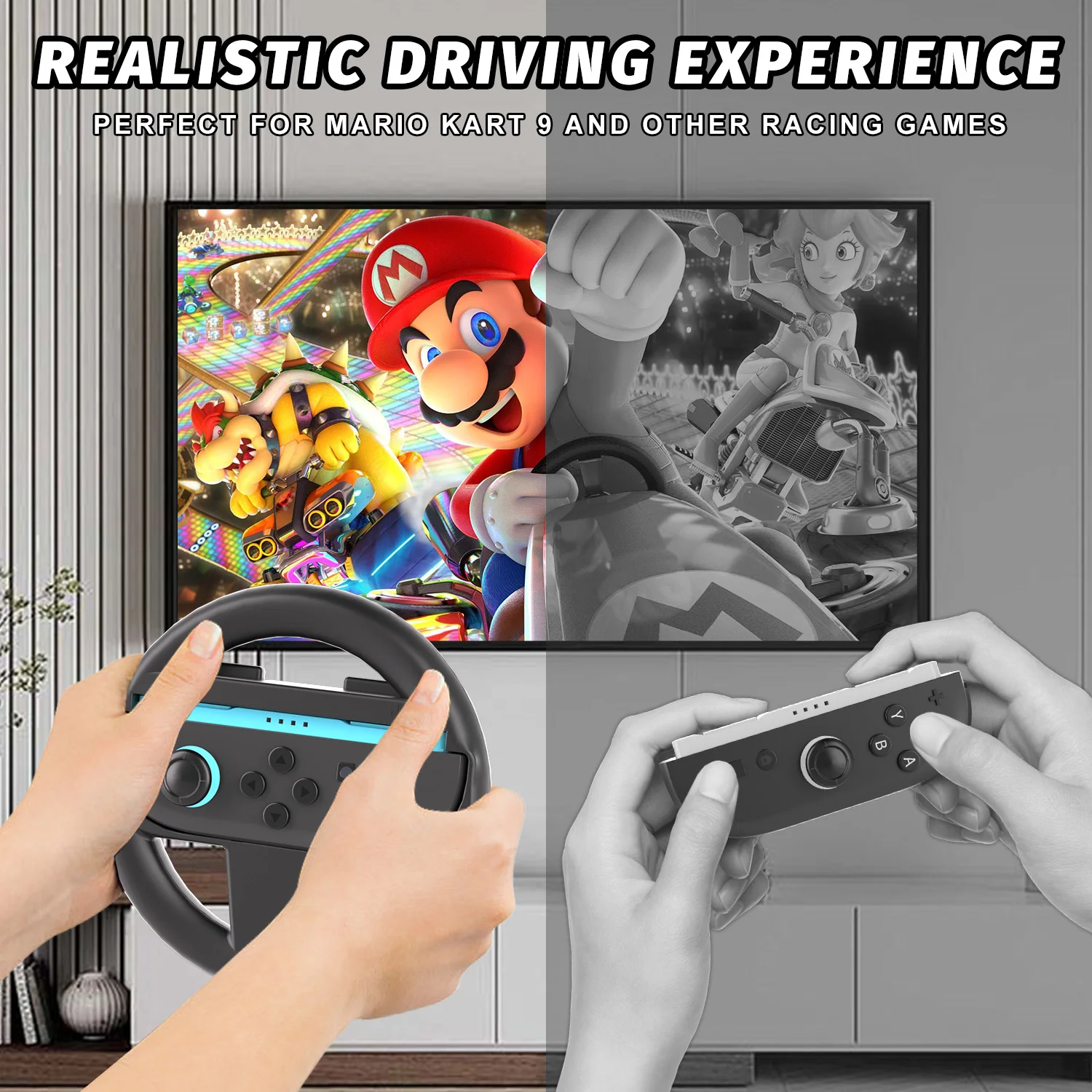 RGEEK 2 قطعة عجلات توجيه سباق مقلدة لملحقات مرفق وحدة تحكم Switch2 JoyCon لقيادة نينتندو سويتش 2