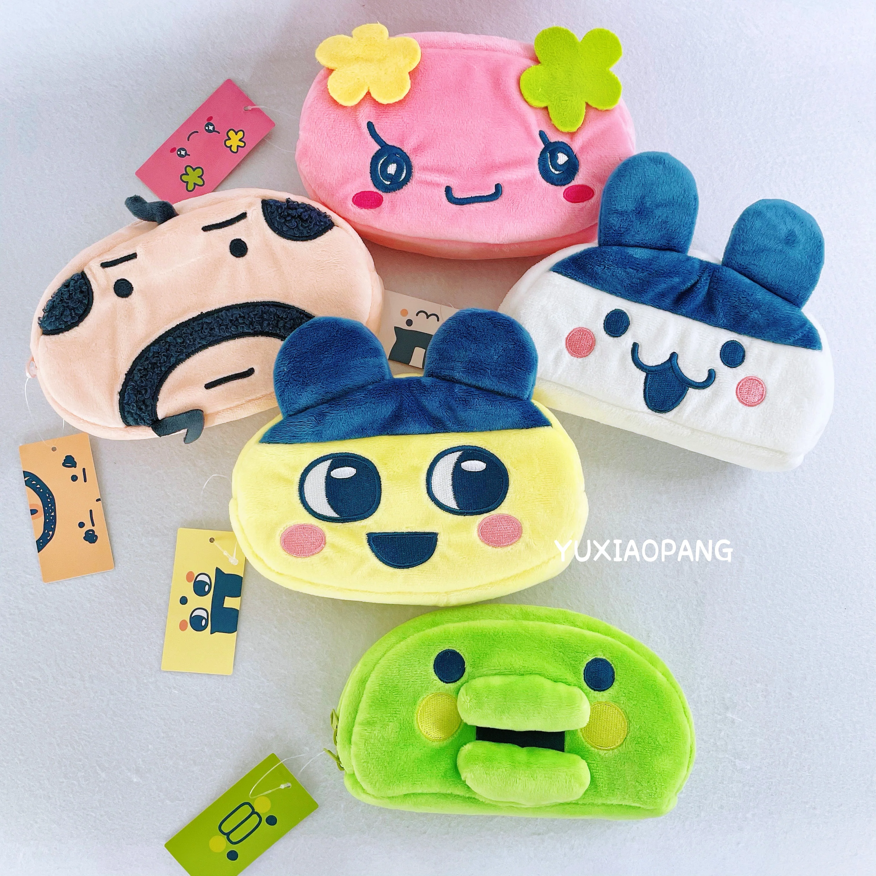 

Kamio Limited Edition Plush Embroidered Zipper Pencil Case Cosmetic Bag Storage Toy Japan Tamagotchi Style Cosplay Accessory