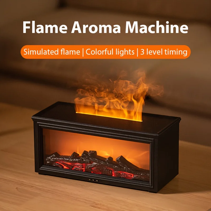 炎の香りディフューザー、カラフルなナイトライト付きの模擬暖炉、usb電源式加湿器、秋やクリスマスに最適