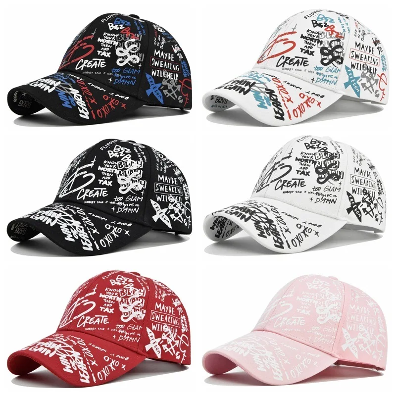 Unisex Letter Geometry Printing Snapback Baseball Caps Spring and Autumn Outdoor Adjustable Casual Hats Sunscreen Hat image 2