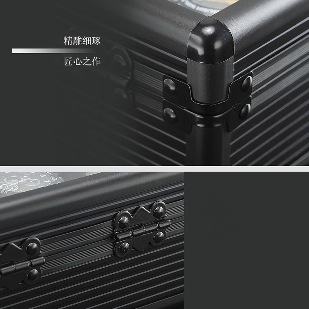 Aluminum Alloy Watch Display Box 3/5 Slots Transparent Dustproof Cover Watch Storage Organizer Holder for Men Women