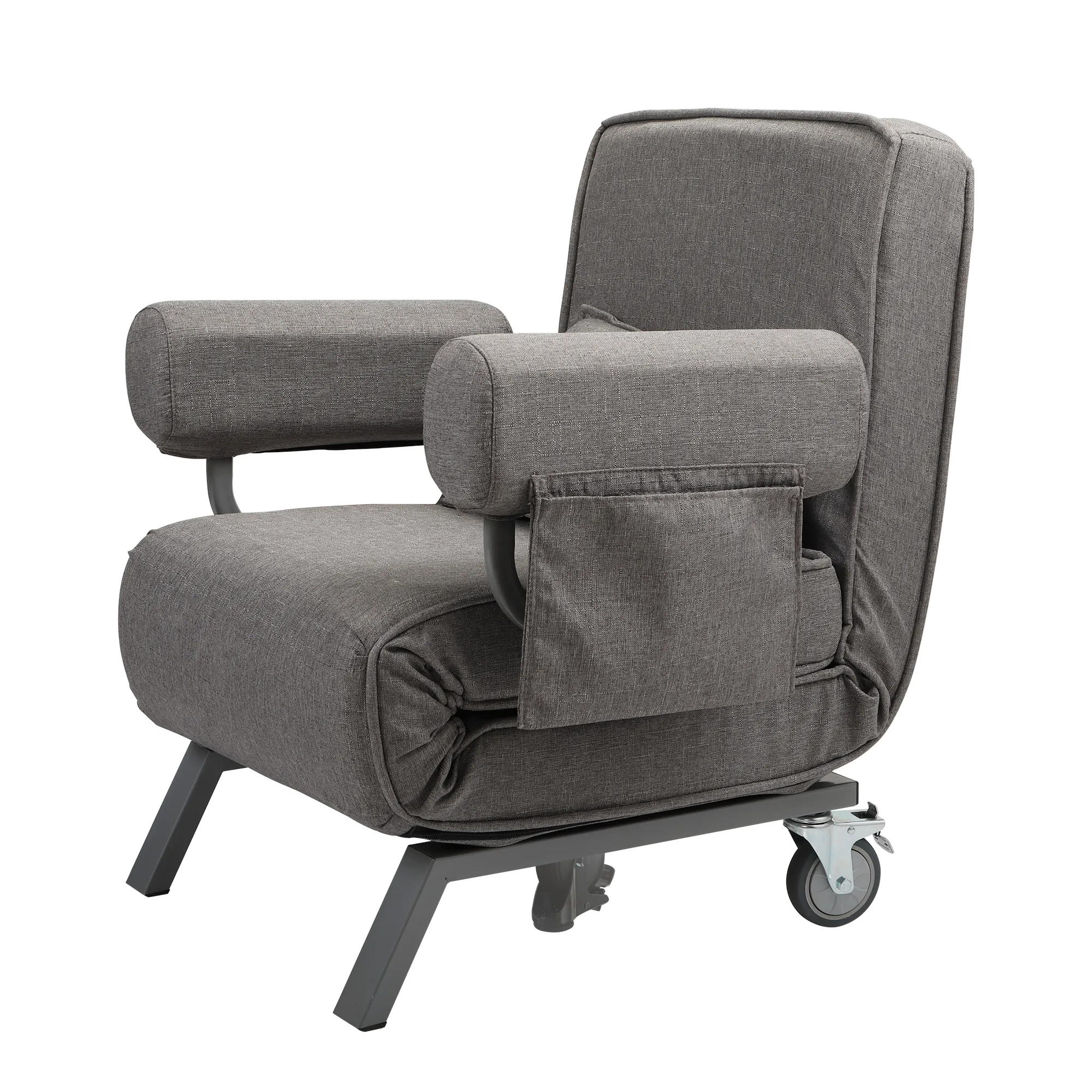 Lounge Chair Adjustable Folding Dual-Purpose Chair Sofa Bed Recliner Chair With Armrests - light gray with pillow