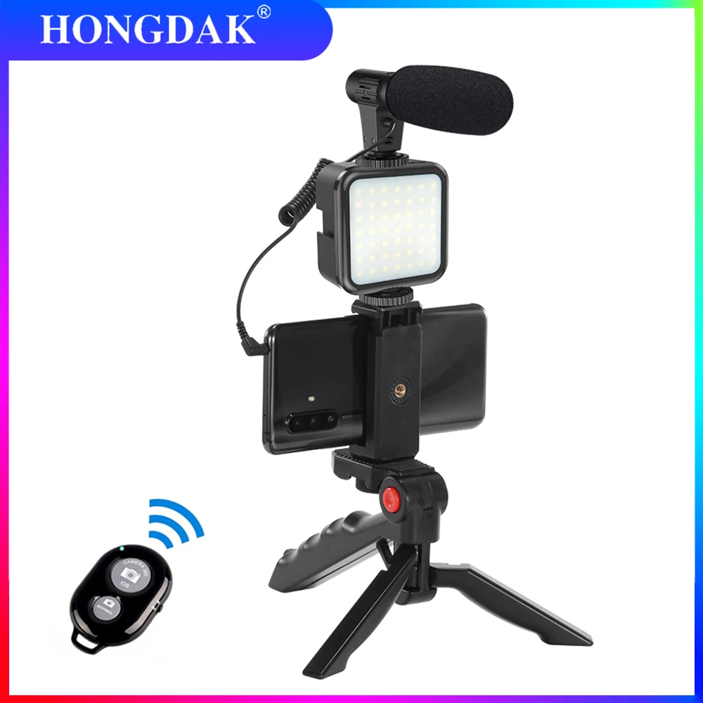 

HONGDAK Vlogging Kit Video Shooting Equipment with Tripod Bluetooth Control for SLR Camera Smartphone Youtube Set