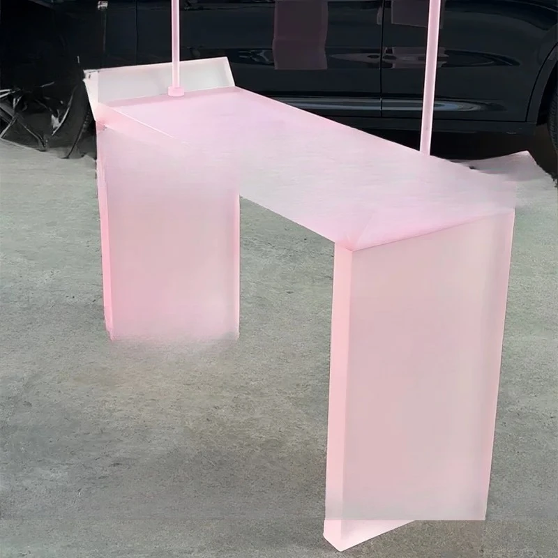 

Acrylic matte powder entrance table Hotel lobby simple modern entrance case ins style simple Internet celebrity narrow table