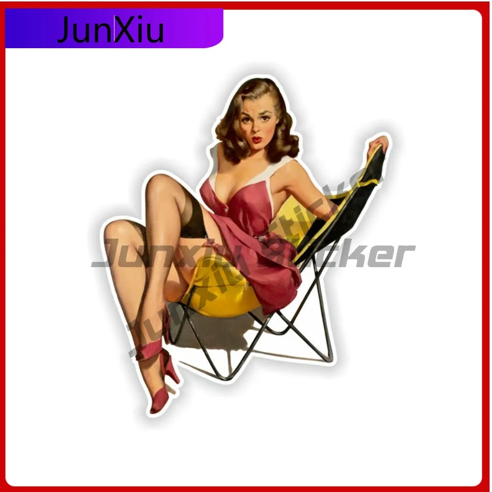 

Pin Up Girl Sticker Vintage Sexy Black Nightgown Stickers Anti Scratch Decals Decorative Suv Window Camping Bumper Moto Vinyl