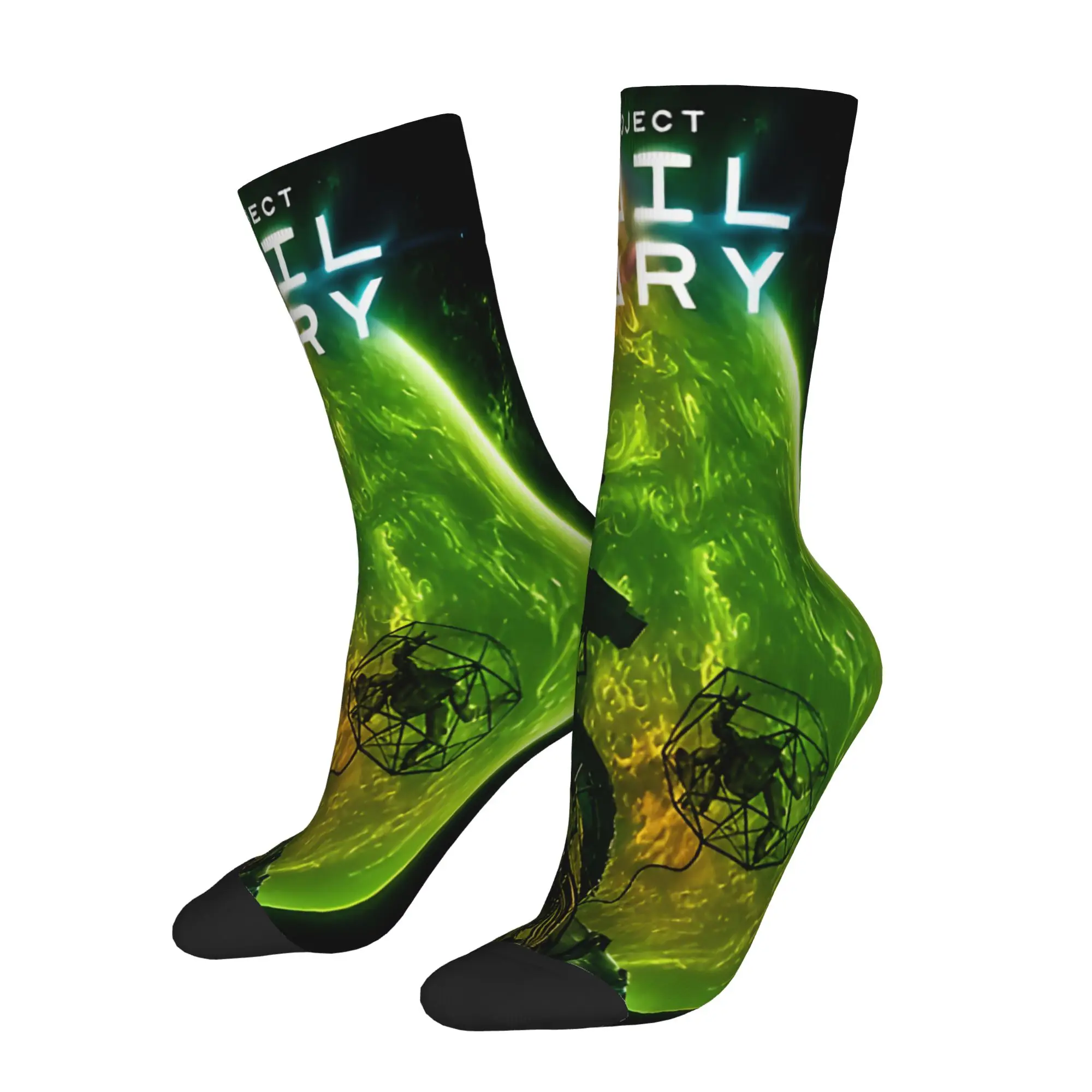 1 Pair Funny Crazy Sock for Men Fist My Bump Movie Hip Hop Harajuku Project Hailing Mary Pattern Printed Sock Novelty