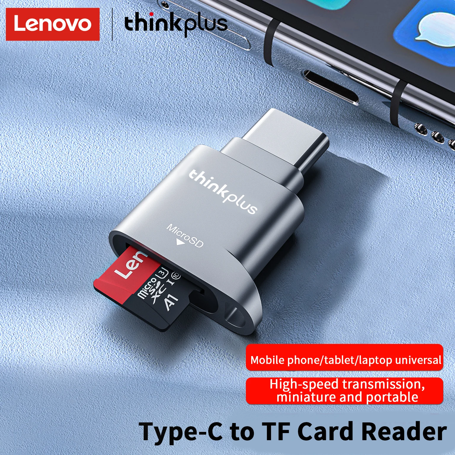 قارئ بطاقة Lenovo micro sd ، قارئ بطاقة ذاكرة tf ، متعدد الوظائف من النوع c إلى محول مايكرو بطاقة sd للكمبيوتر المحمول ، ماك بوك