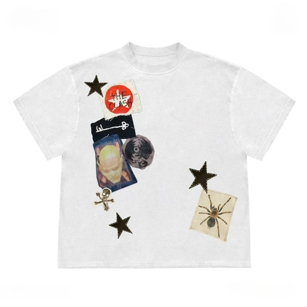 

Japanese Y2k Women's Cropped Grunge Clothing 2000s Tops Emo T Shirt for Women Goth Graphic Tees Y2k Top Female Clothing Harajuku