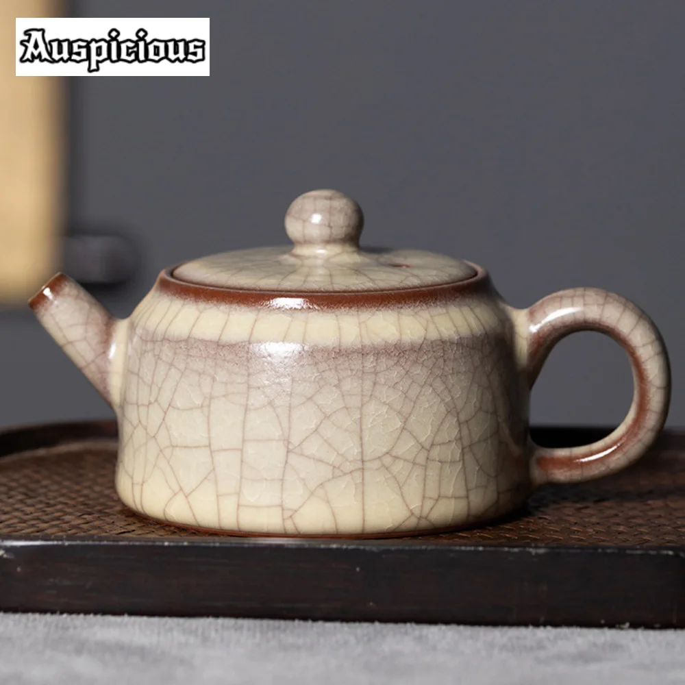 

130ml High-end Longquan Celadon Teapot Handmade Ge Kiln Pot Aesthetic Tea Maker Ball Hole Filter Kettle Kungfu Teaset Collection