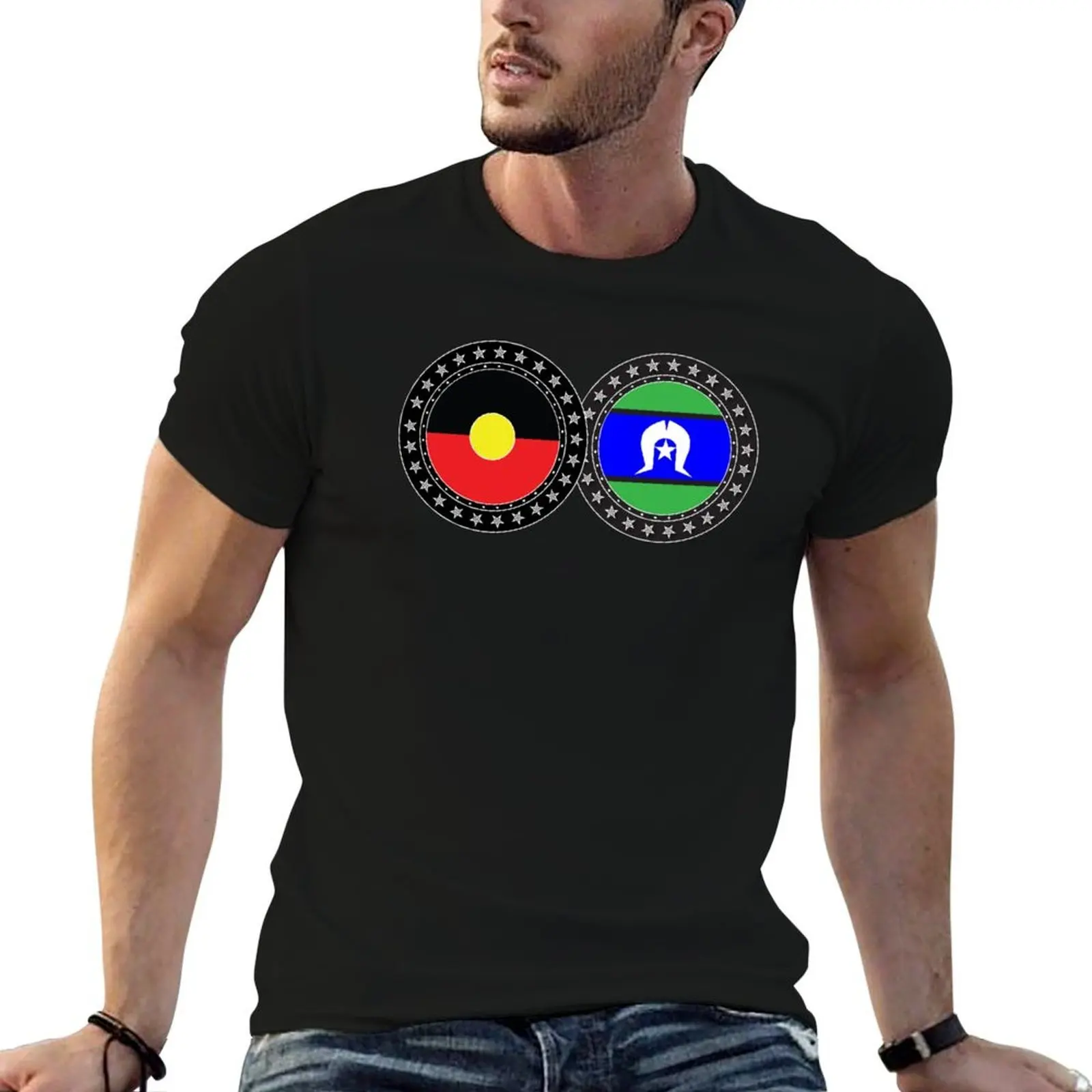 Aboriginal and Torres Strait Circle Flags T-Shirt street wear anime t shirts mens tall t shirts