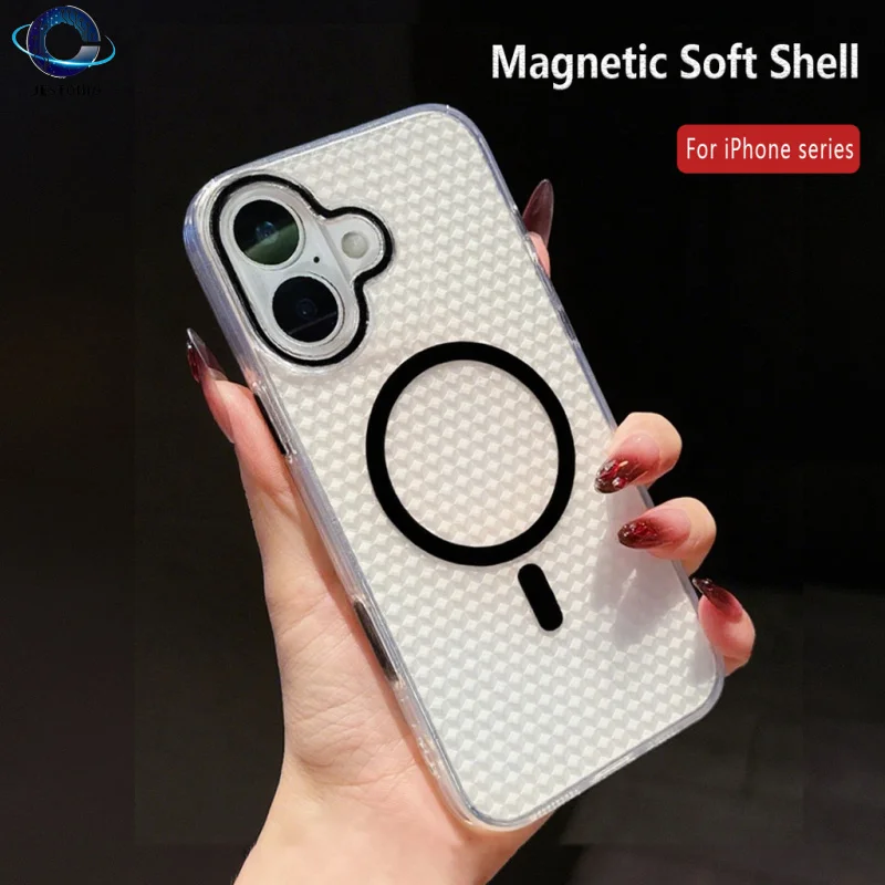 [แม่เหล็กแรงสูง] สำหรับ iPhone 16 Pro Max 14 13 12 11 Pro 15 Plus เคสโทรศัพท์นิ่มสีพื้นเรียบง่าย ปุ่มกดอิสระ