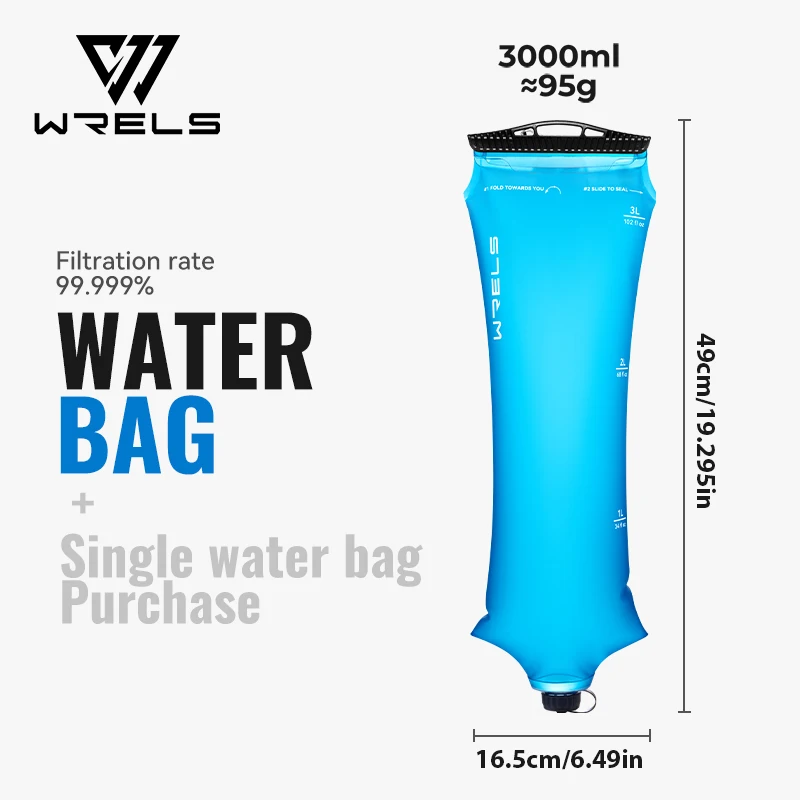 Bolsa de Filtración de Agua WRELS para Sistema de Filtración de Agua, Pajita Filtrante de Agua para Supervivencia, Plegable, Libre de BPA