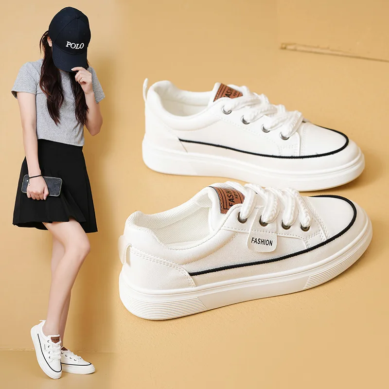 Women Classic Low Top Platform Canvas Sneakers Lightweight Comfortable Casual Walking Shoes Daily School Wear