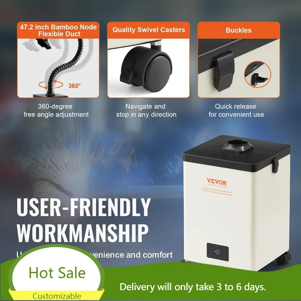 150W Solder Fume Extractor, 332 m³/h Smoke Absorber with 3-Stage Filters, 110V for Soldering Welding