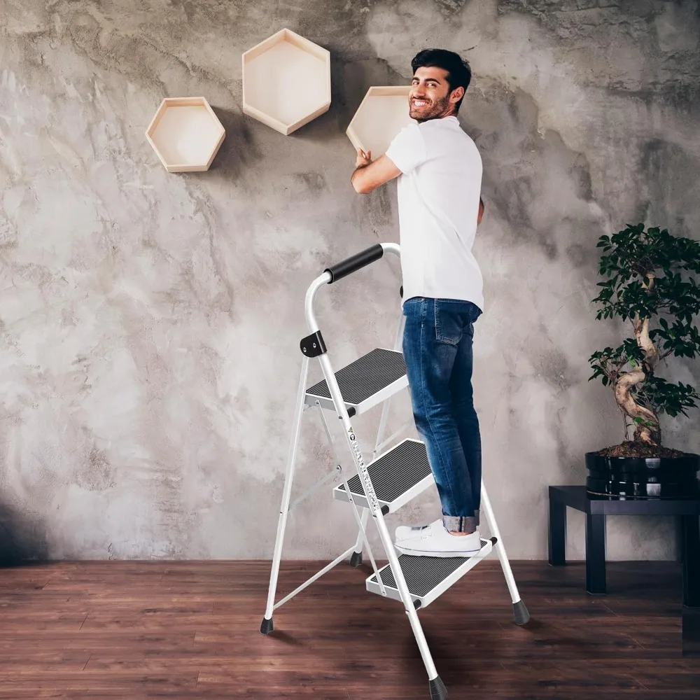 Эргономичный 3-ступенчатый складной табурет с широкими противоскользящими ступеньками для многоцелевого использования для взрослых