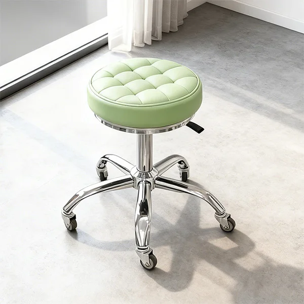 Wholesale Barber Shop Round Rolling Stool Chair Soft PU Leather Makeup Salon Room Technician Chair Custom Upholstered Chairs