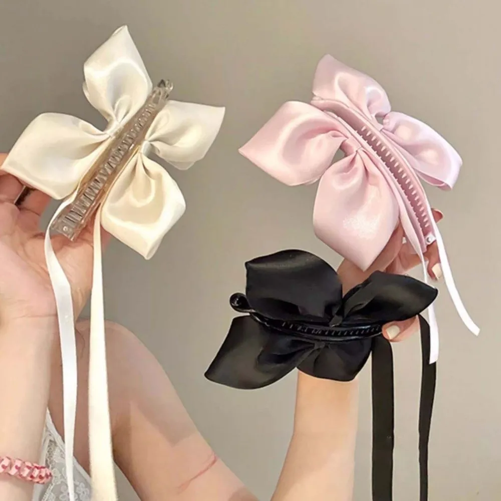 2 шт. универсальная лента в балетном стиле, зажим-банан, милый широкий боковой черный вязаный обруч для волос, повязка для волос с тканым бантом, вертикальная заколка на каждый день