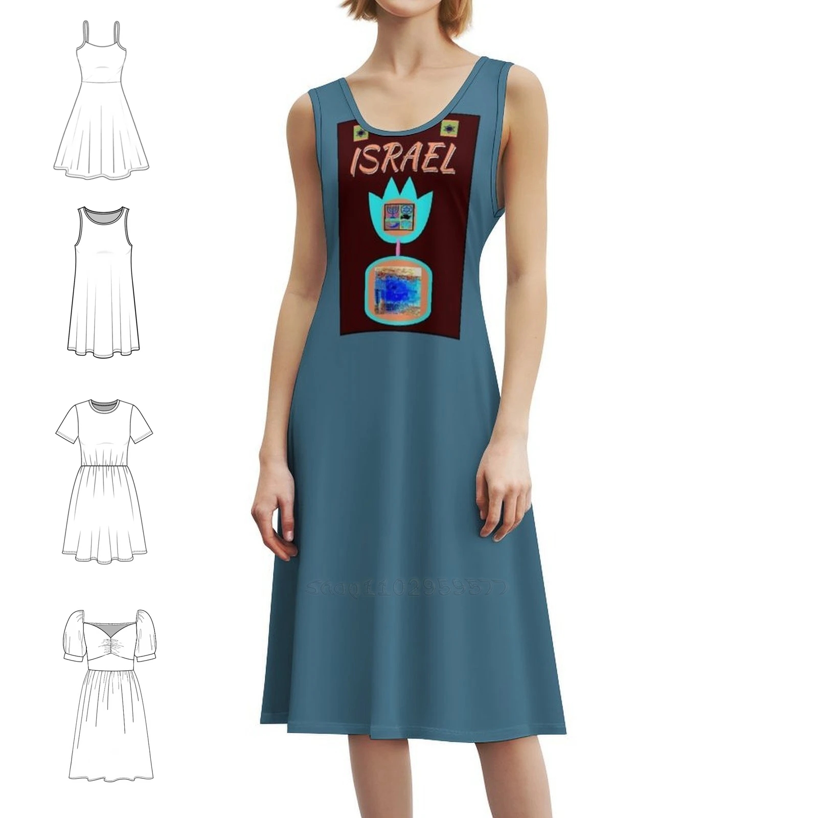 

Израиль: винтажное дорожное платье в стиле вестерн с настенным рекламным принтом и вырезом в форме сердца, элегантное летнее праздничное платье для женщин, Израиль