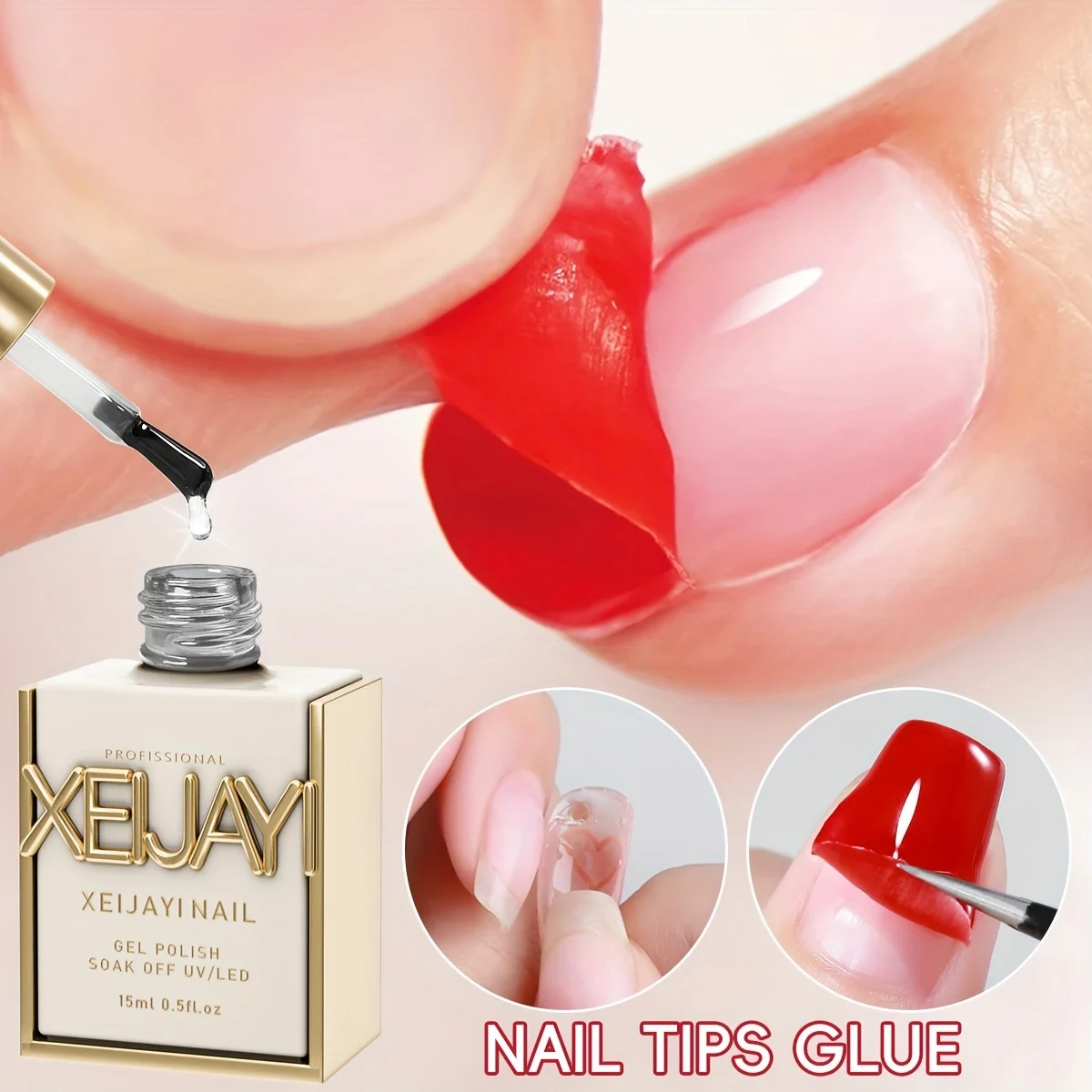 XEIJAYI 15 مل طلاء جل LED للأشعة فوق البنفسجية - غراء لطيف وإزالة أضرار طلاء أظافر احترافي للاستخدام المنزلي في صالونات الأظافر #2