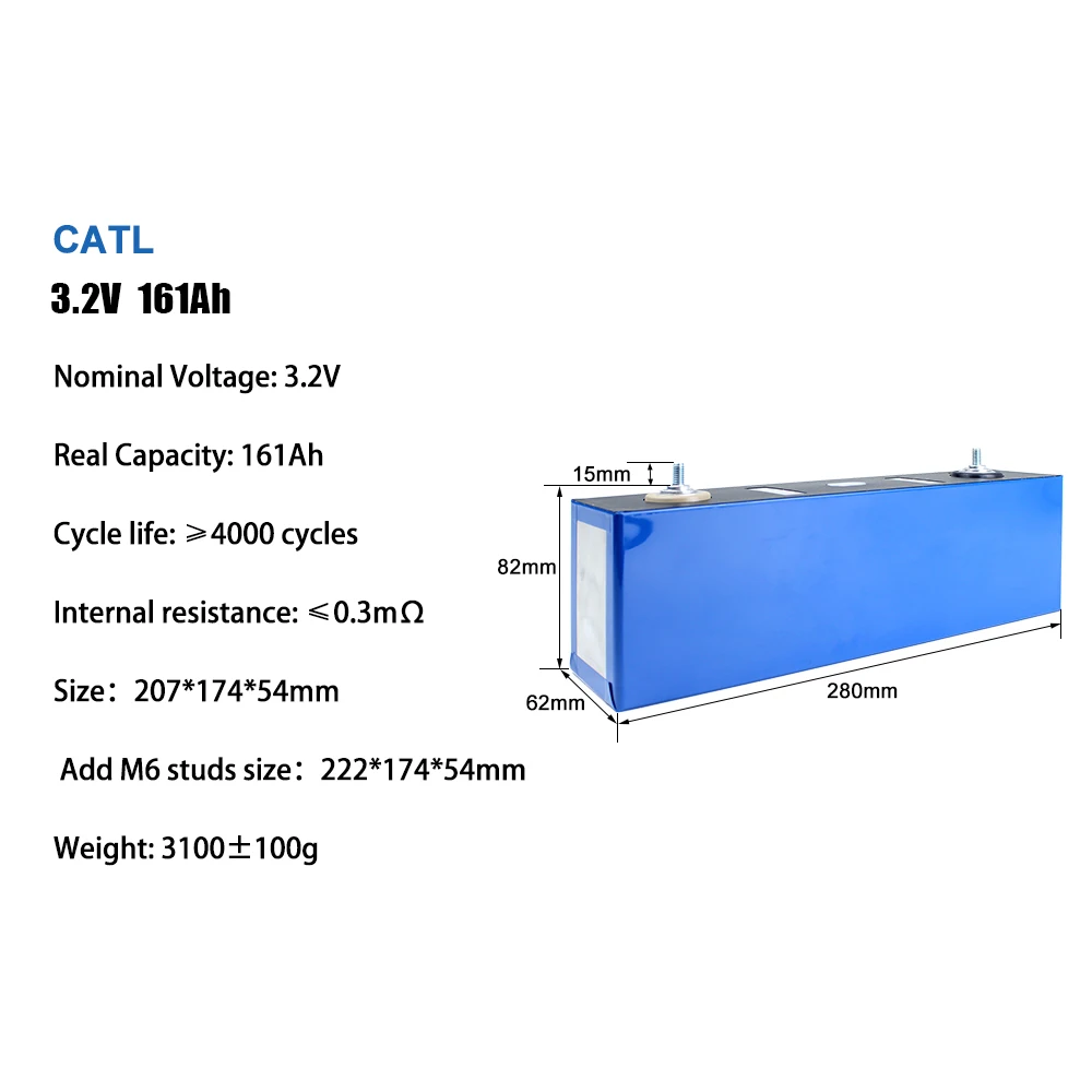 CATL 3.2V 161Ah Lifepo4 4-16PCS Batteries Rechargeable Original Cell For DIY 12V-48V Energy Storage Battery Pack Solar Power