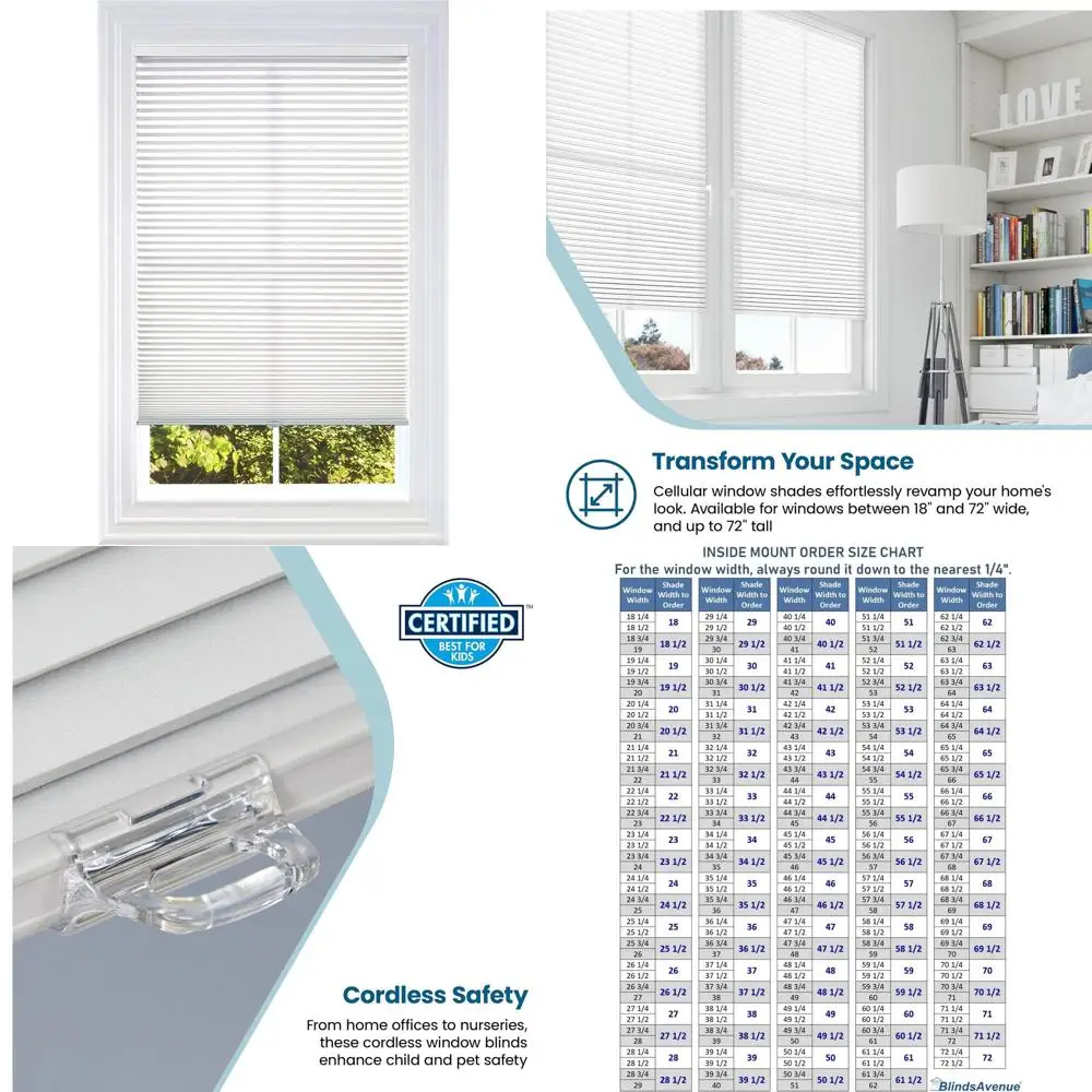 

Белая рулонная штора Cellular Shade 31x72 с одинарными ячейками 9/16 для фильтрации света