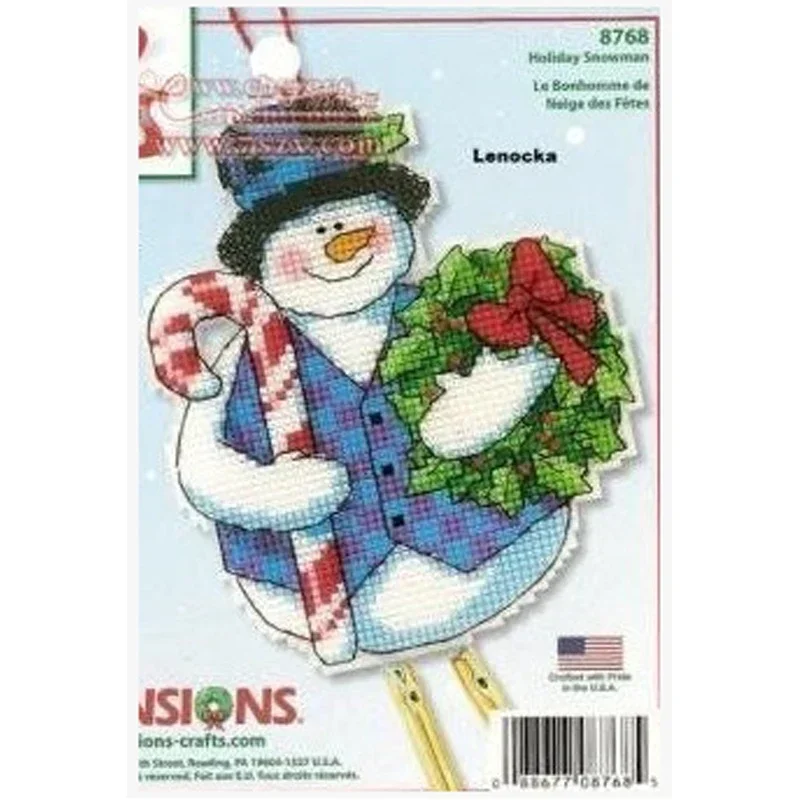 Amishop Gold Collection Counted Cross Stitch Kit Holiday Snowman Wind Chimes Windbell Ornament Ornaments Dim 8768