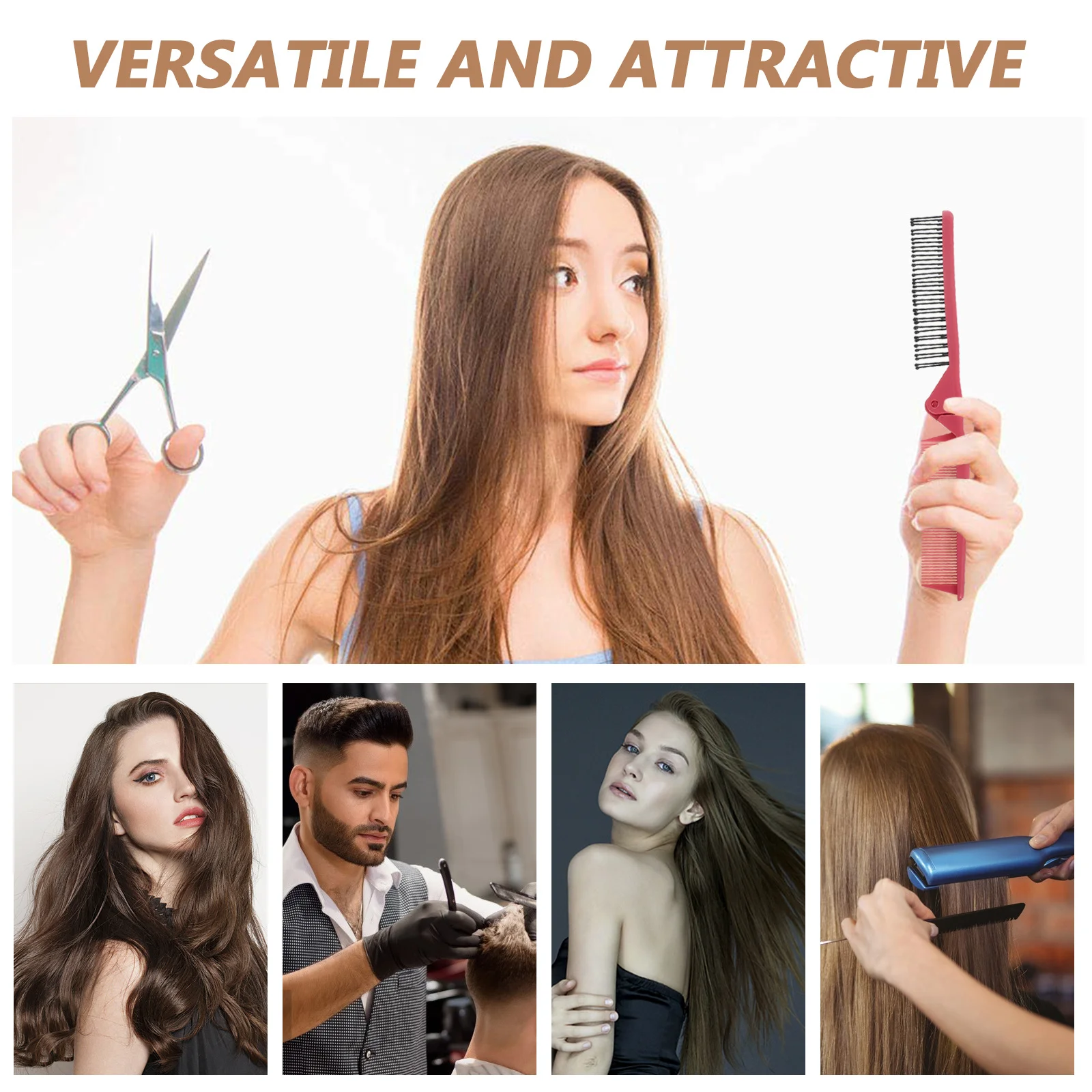 مشط سفر قابل للطي، محمول صغير الحجم بحجم الجيب، فرشاة شعر وردية مضادة للكهرباء الساكنة برأسين للرجال والنساء والسفر والمكتب والاستخدام المنزلي #3