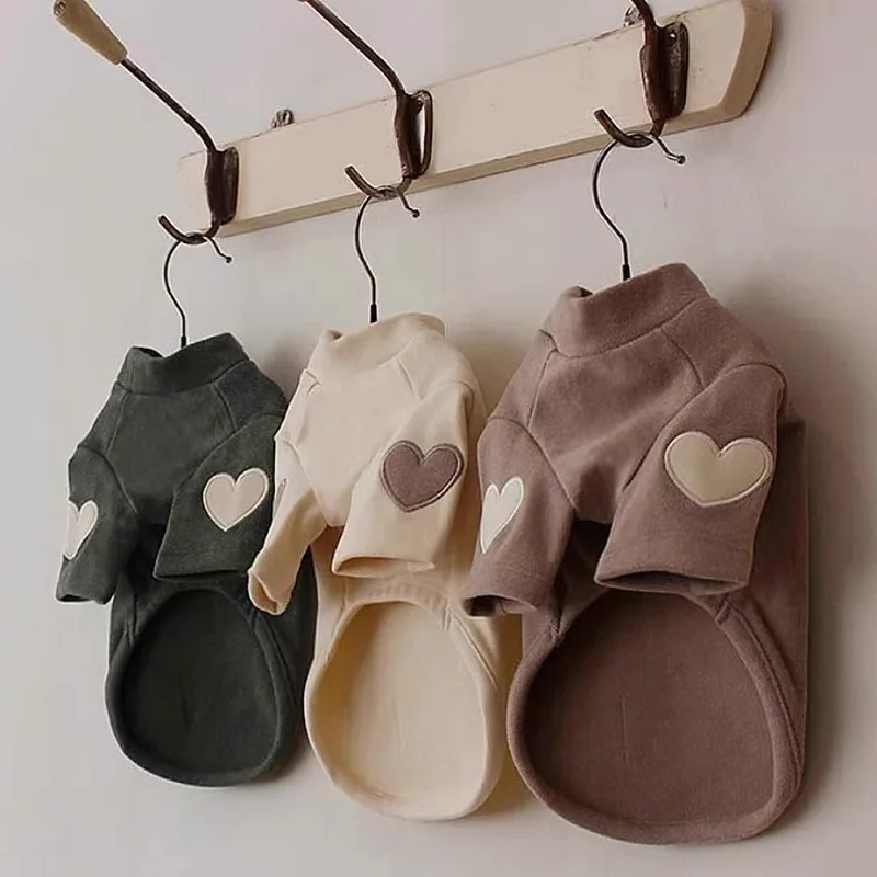 Liebe besticktes Hundesweatshirt Haustier warme Kleidung Teddy einfarbiges Unterhemd Bichon weicher Pullover Winter Hundekleidung