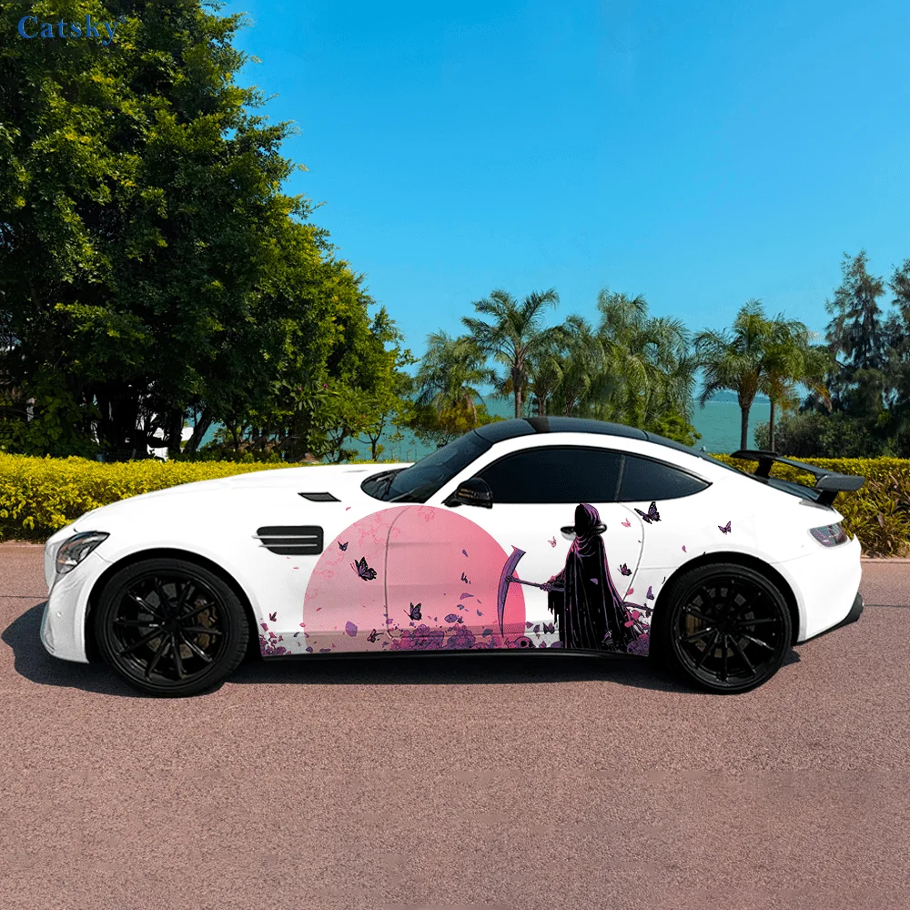 

Розовый серп смерти луна автомобиль виниловые обертывания наклейка самоклеящаяся ПВХ наклейка подходит для грузовиков внедорожник украшения авто аксессуары подарок