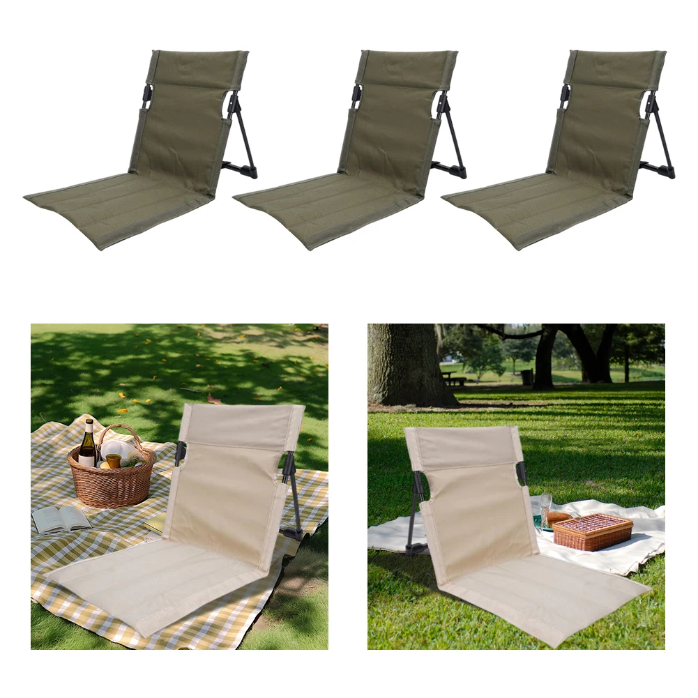 

Folding Beach Chair with Back Support Outdoor Camping Chair Portable Lounge Chair Lounge Recliner for Beach Lawn