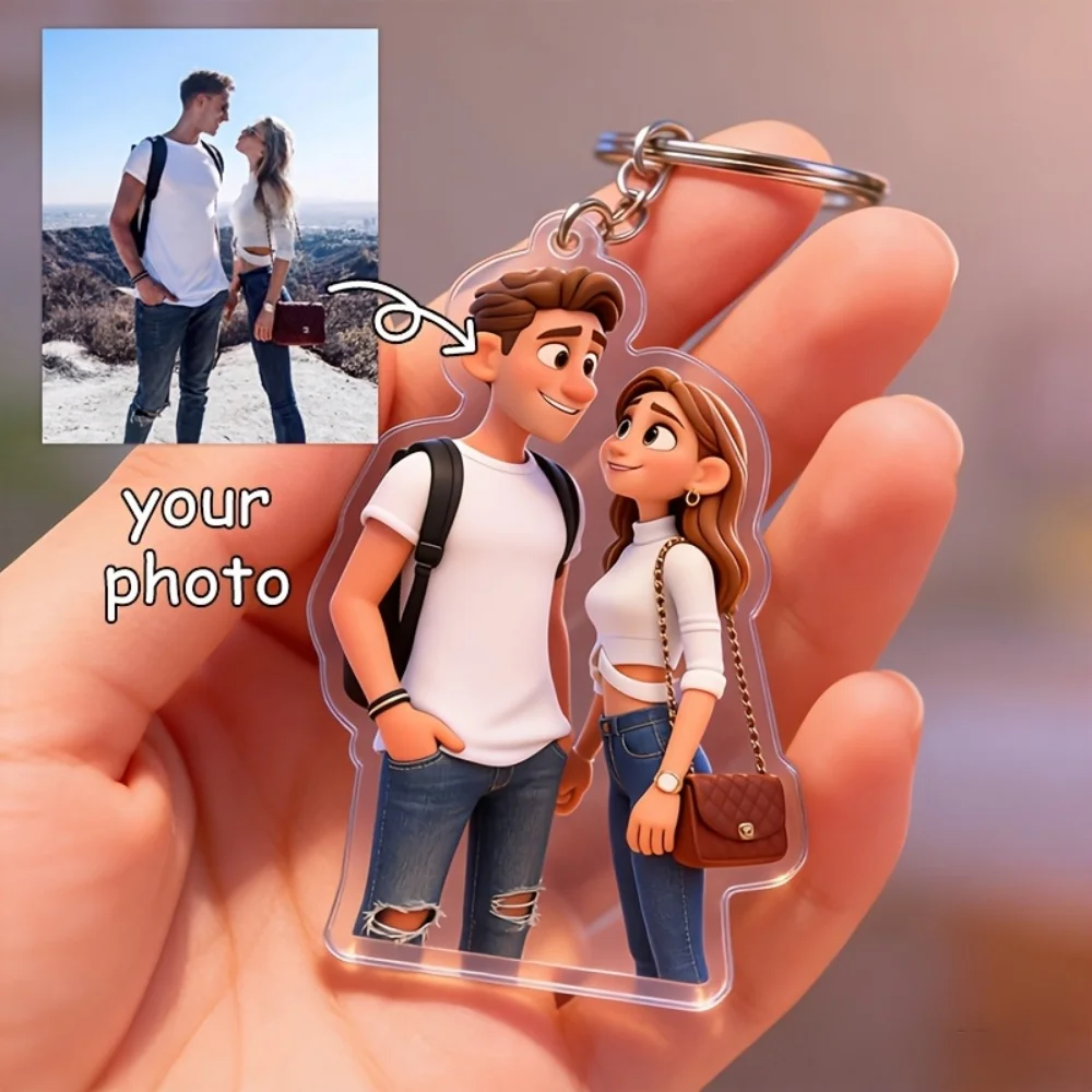 Personalisierte süße Cartoon-Animations-Schlüsselanhänger, Bild, individueller Kühlschrankmagnet, Schlüsselanhänger aus Acryl, DIY-Schlüsselanhänger, Geschenk – Detail 4