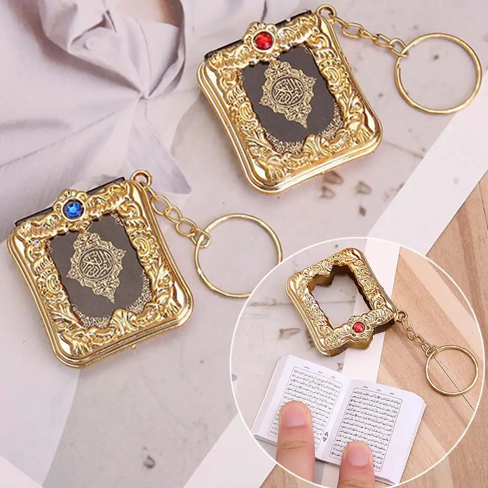 1pcs Muslim Islamic Mini Pendant Keychains Key Rings For Koran Ark Quran Book Real Paper Can Read Small Religious Jewelry