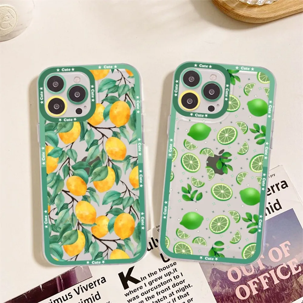 

Fruit Lemon Cherry Phone Case For iPhone 15 14 13 12 11 Pro Max XS X XR Mini Protective Cover